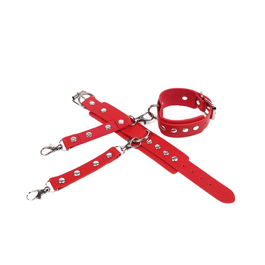 SUBBLIME - 953706 MENOTTES AVEC CEINTURE DE BONDAGE ROUGE TAILLE UNIQUE